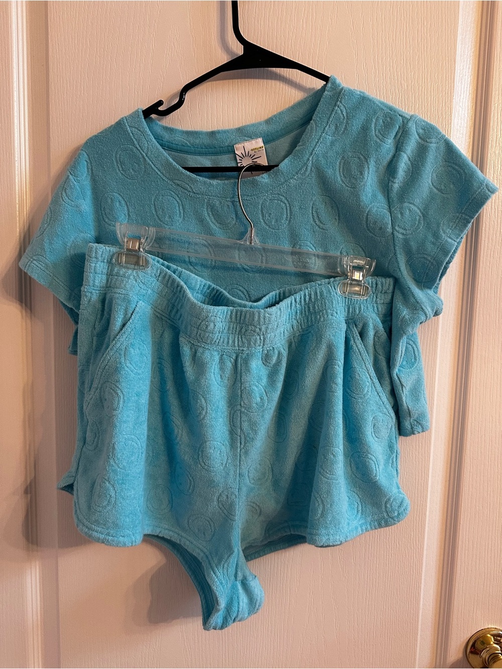 aerie offline cropped smiley terry top and matching short set